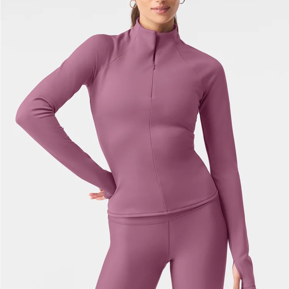 ALO YOGA Airlift Winter Warm 1/4 Zip Long Sleeve NWT SMALL soft mulberry